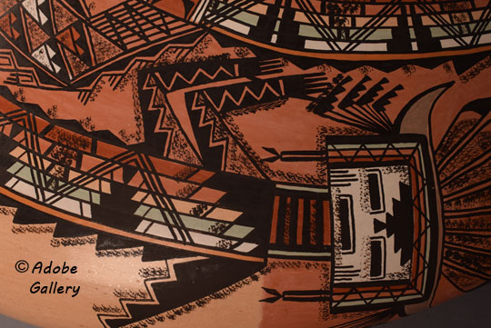 Close up view of a section of this pot to show side panel designs.