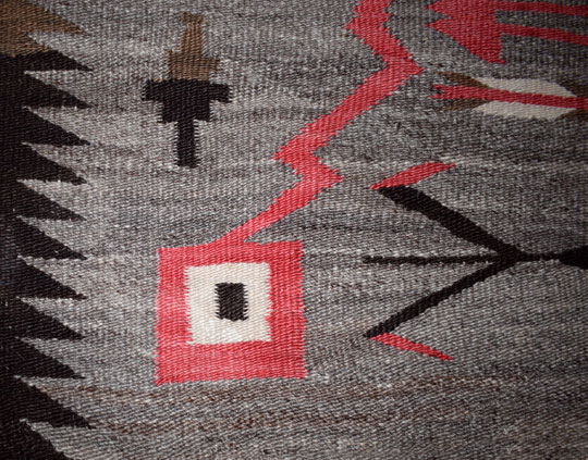 Close-up view of a section of this Navajo textile.