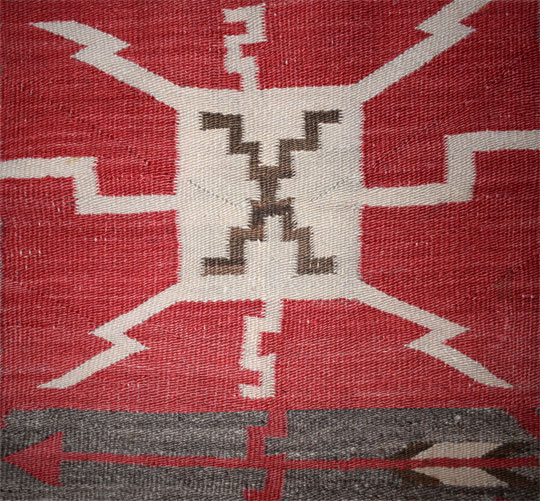 Close-up view of a section of this Navajo textile.