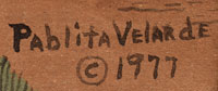 Artist signature of Pablita Velarde, Santa Clara Pueblo Painter