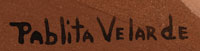 Artist signature of Pablita Velarde, Santa Clara Pueblo Painter