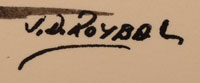 Artist signature of J.D. Roybal, San Ildefonso Pueblo Painter