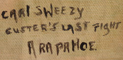 Signature of Arapaho Artist Carl Sweezy (1879-1953) Wattan