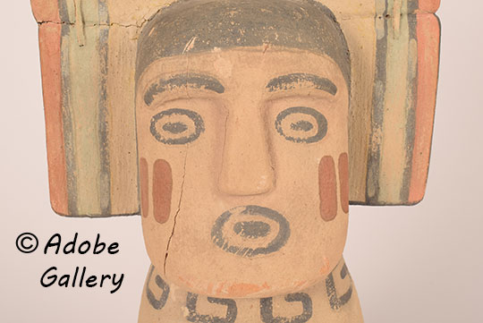 Alternate close up view of the face of this katsina doll. Alternate close up view of the face of this katsina doll.