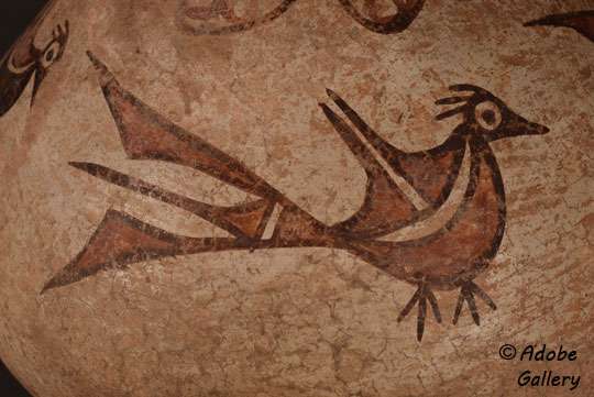 Close up view showing the bird designs.