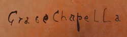 Hopi-Tewa Potter signature of Grace Chapella (1874-1980) White Squash Blossom