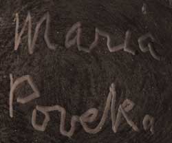 Artist signature of Maria Poveka Martinez, San Ildefonso Pueblo Potter