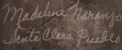 Artist signature of Madeline Naranjo, Santa Clara Pueblo Potter