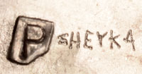 Artist signature and hallmark of Porfilio Sheyka, Zuni Pueblo Artist