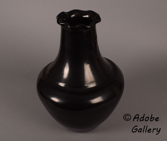Alternate view of this Santa Clara Pueblo blackware pottery vase.