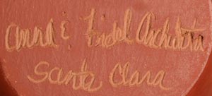 Artists' signatures of Anna and Fidel Archuleta, Santa Clara Pueblo Potters