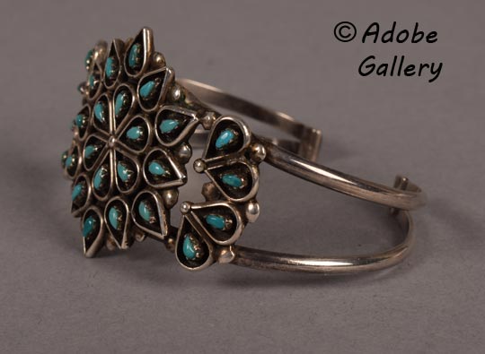 Alternate side view of this turquoise bracelet.