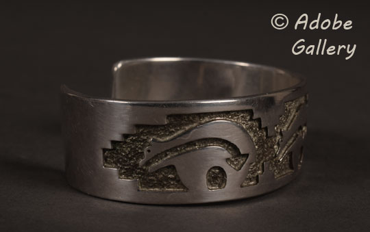 Alternate side view of this silver bracelet.