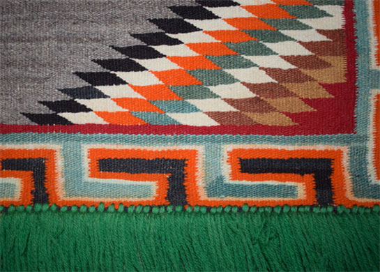 Alternate close-up view of a section of this saddle blanket.