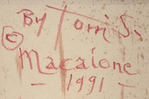 Western artist signature of Tommy Silvestre Macaione (1907-1992)