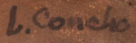 Artist signature of Lolita Torivio Concho, Acoma Pueblo Potter
