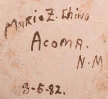 Artist signature of Marie Zieu Chino, Acoma Pueblo Potter