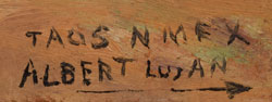 Artist signature of Albert Lujan, Taos Pueblo Painter