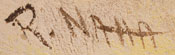 Artist signature of Ray Naha (b. 1977) Hopi-Tewa Carver