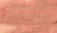 Artist signature of Linda Askan (Jo Povi), Santa Clara Pueblo Potter