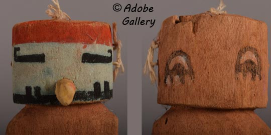 Alternate view of the front and back of the Katsina doll head.