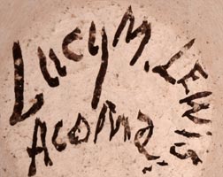 Artist signature of Lucy Lewis (1898-1992) of Acoma Pueblo (Haak’u)