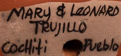 Artists' signatures of Mary and Leonard Trujillo, Cochiti Pueblo Potters