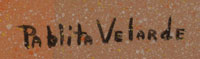 Artist signature of Pablita Velarde (1918-2006) Tse Tsan - Golden Dawn, Santa Clara Pueblo Painter