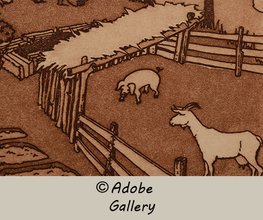 Close up view of one etching. Close up view of one etching.