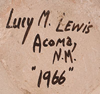 Artist signature of Lucy Martin Lewis, Acoma Pueblo Pottery Matriarch
