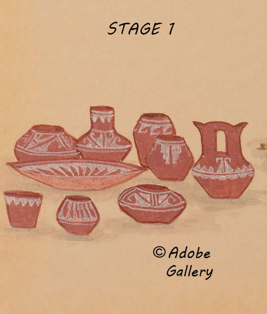 Stage 1 in the pottery firing process.