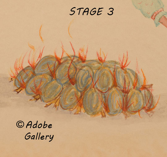 Stage 3 in the pottery firing process.