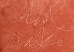 Artist signature of Angela Baca, Santa Clara Pueblo Potter