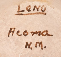 Artist signature of Juana Leno, Acoma Pueblo Potter