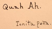 Artist signature of Tonita Vigil Peña, Quah Ah, San Ildefonso Pueblo Painter