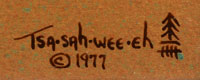 Santa Clara Pueblo artist signature of Helen Hardin (1943-1984) Tsa-Sah-Wee-Eh - Little Standing Spruce