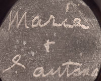 Signatures of Santana (1909-2002) and Maria Montoya Poveka Martinez (1887-1980) Pond Lily of San Ildefonso Pueblo, Po-woh-ge-oweenge