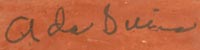 Artist signature of Ada Suina, Cochiti Pueblo Potter