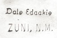 Artist siganture of Dale Edaakie, Zuni Pueblo Artist