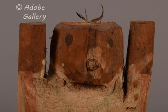 Close-up view of the fthe face of this carving.