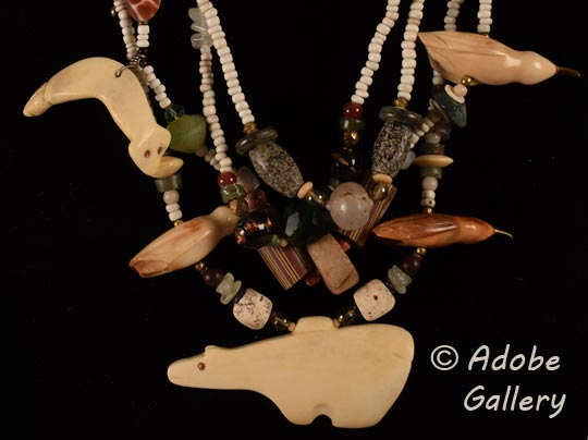 Close-up view of a section of this wonderful fetish necklace.  