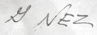 Artist signature of G. Nez, Diné of the Navajo Nation Jeweler