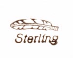 Artist Kee Yazzie (b.1969) hallmark, which is a feather logo, and below that is the word “sterling”.