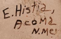 Artist signature of Eva Histia, Acoma Pueblo Potter