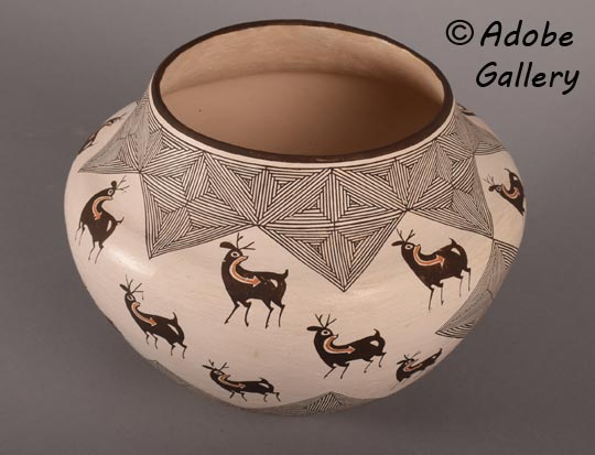 Alternate side view of this pottery vessel.