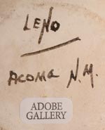Artist signature of Juana Leno, Acoma Pueblo Pottery Matriarch