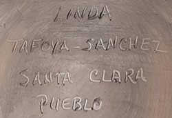Artist signatura of Linda Tafoya-Sanchez (1962 - )  Santa Clara Pueblo
