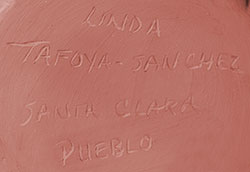 Artist signature of Linda Tafoya Sanchez (1962-) Santa Clara Pueblo