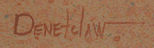 Artist signature of Myron Denetclaw (born 1999) Din&eacute; of the Navajo Nation