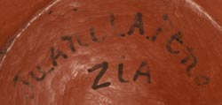 Artist signature of Juana Lupita Toribio Pino, Zia Pueblo Potter